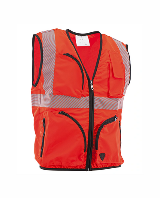 Gilet rosso sanitario alta visibilità rifrangente CS