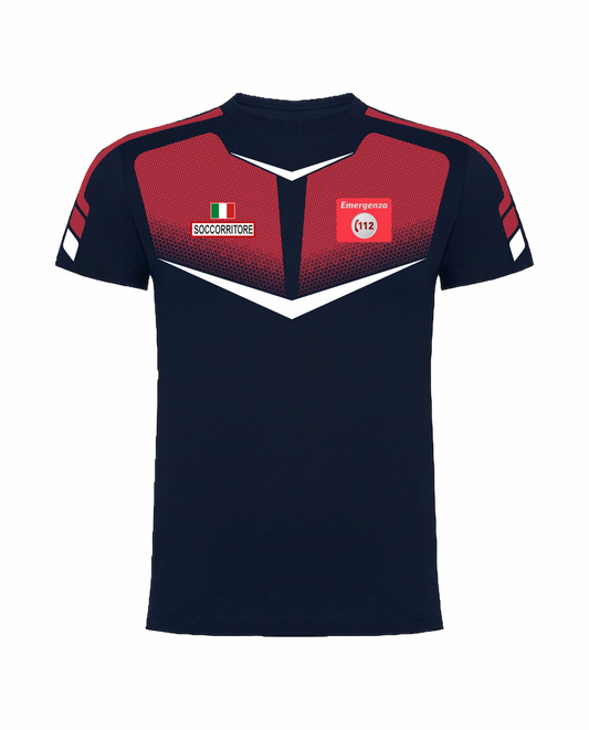 T-shirt Tecnica TRF del 112 blu/rosso sanitario