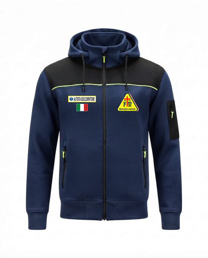 Felpa OREGON blu scuro zip e cappuccio Misericordie