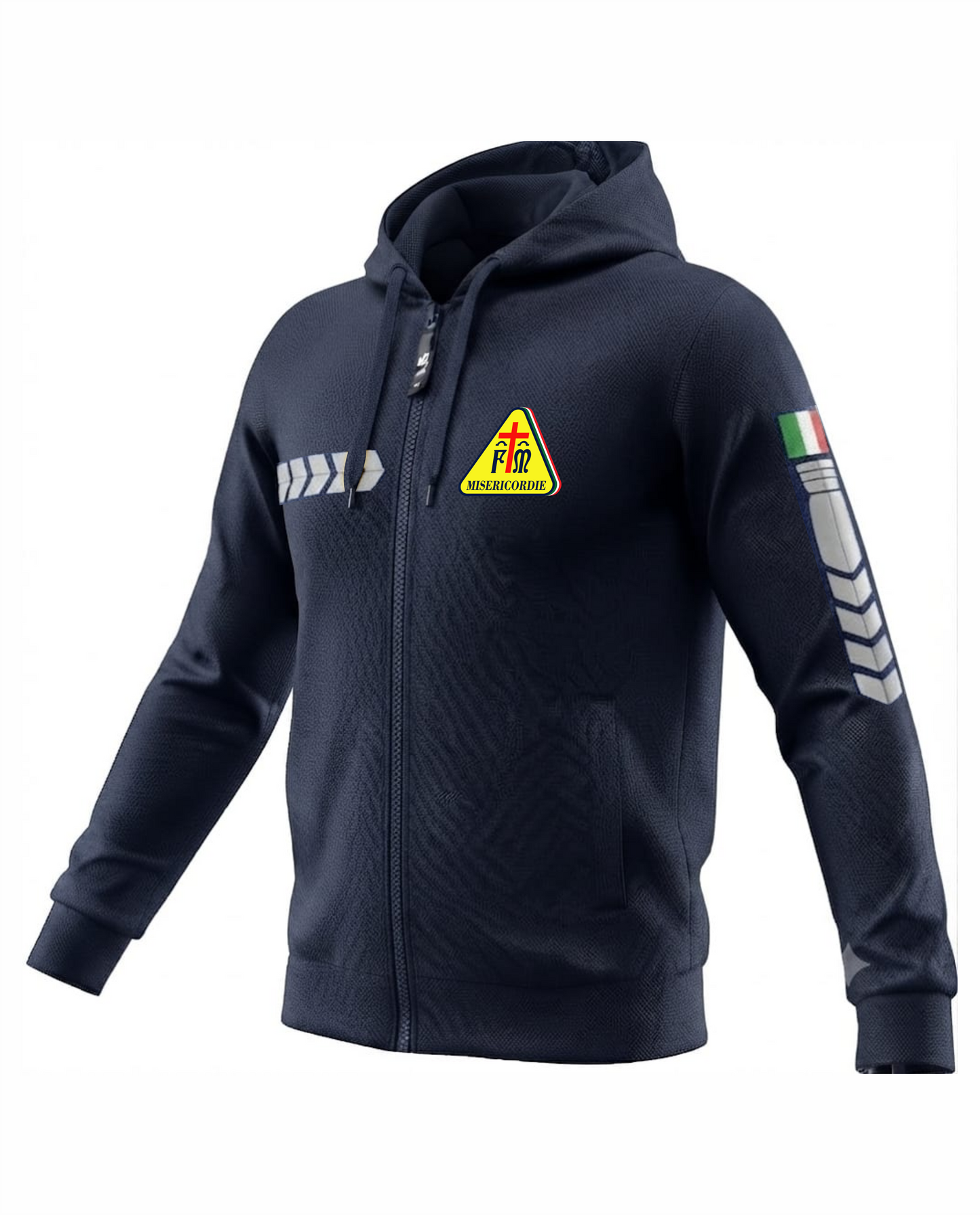 Felpa cappuccio e zip blu scuro PREDATOR Misericordie alta visibilità rifrangente