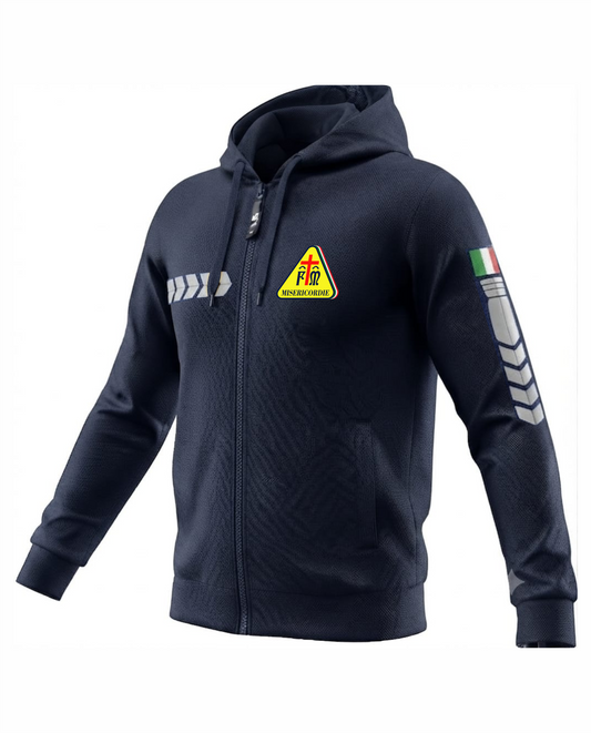 Felpa cappuccio e zip blu scuro PREDATOR Misericordie alta visibilità rifrangente