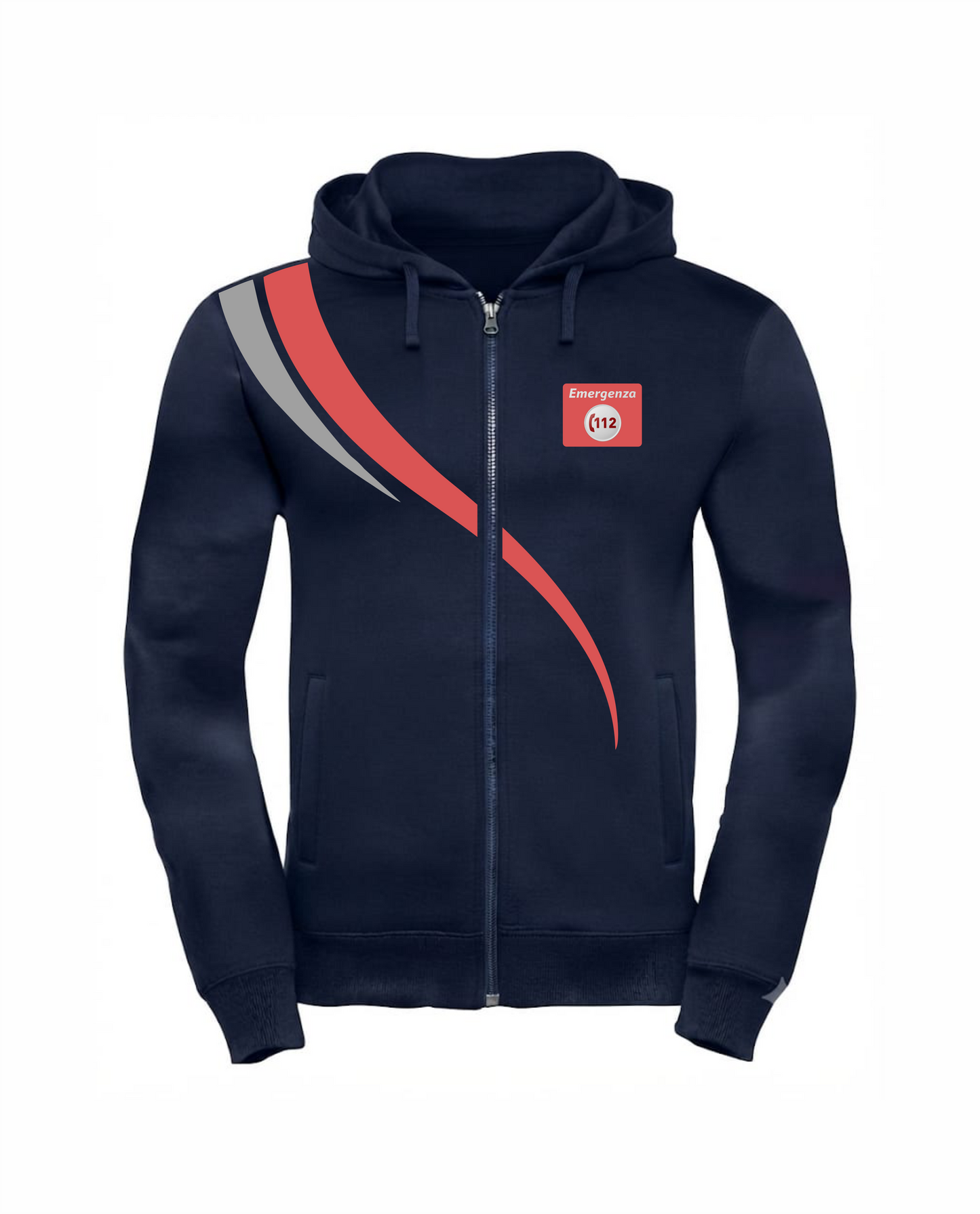 Felpa LINEAR con cappuccio  e zip blu scuro 112