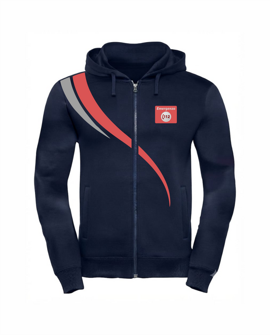 Felpa LINEAR con cappuccio  e zip blu scuro 112