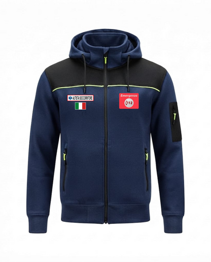 Felpa OREGON blu scuro zip e cappuccio del 112