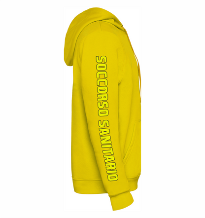 Felpa gialla con cappuccio del 118