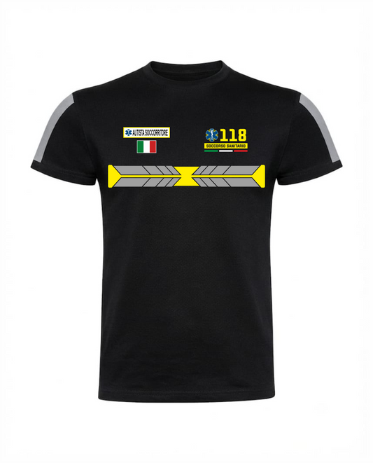 T-shirt nera 118 alta visibilità