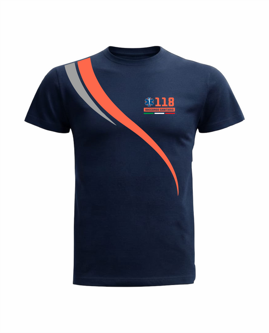T-shirt LINEAR blu scuro 118