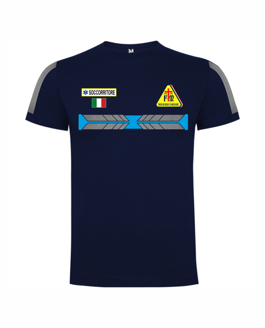 T-shirt blu scuro Misericordie alta visibilità
