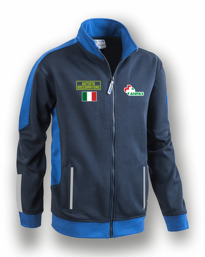 Felpa con zip bicolore ANPAS alta visibilità rifrangente