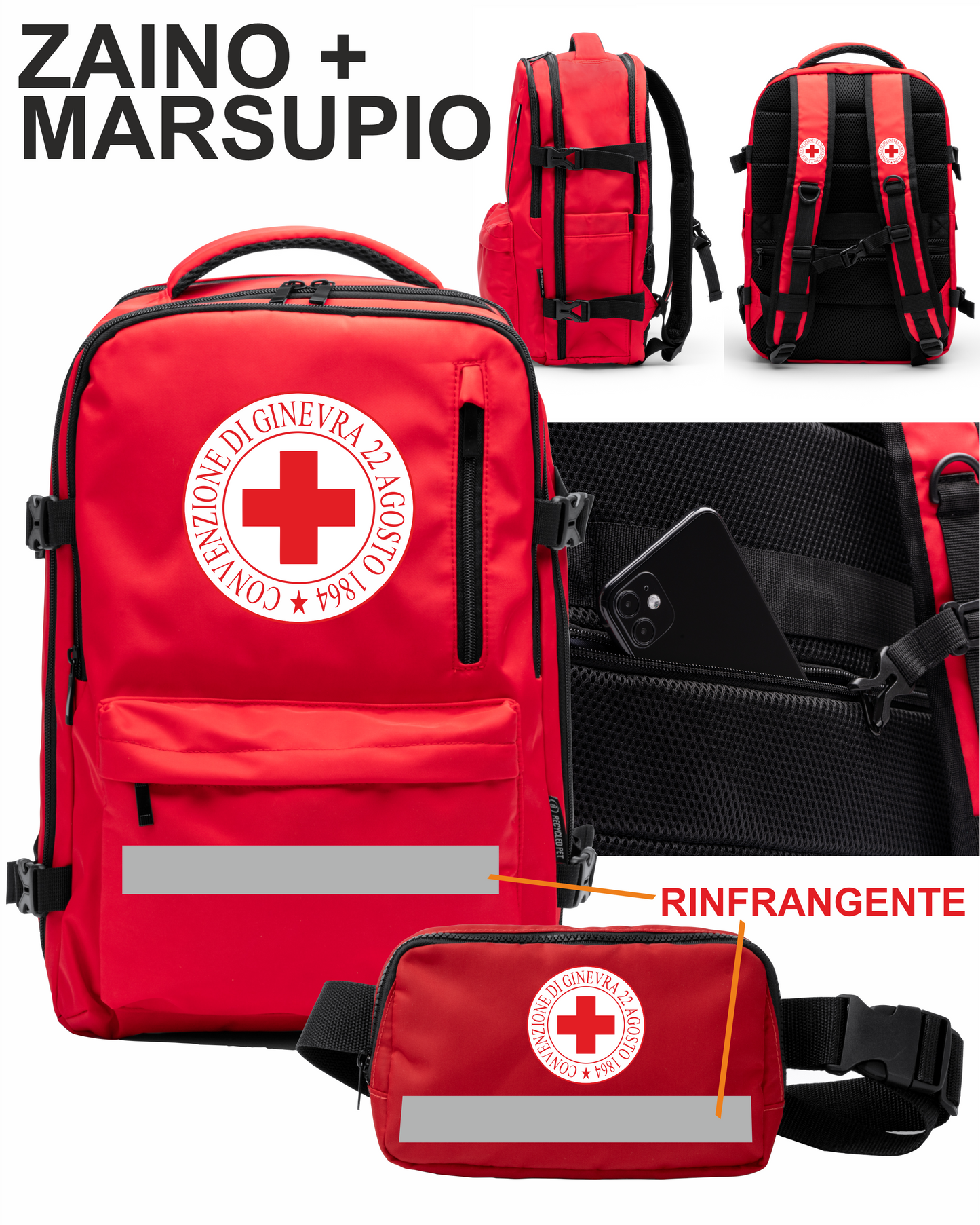 ZAINO + MARSUPIO della Croce Rossa Italiana
