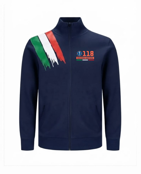 Felpa ITA zip blu scuro 118