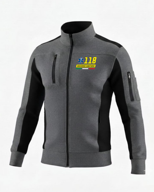 Felpa Cambridge grigia zip del 118