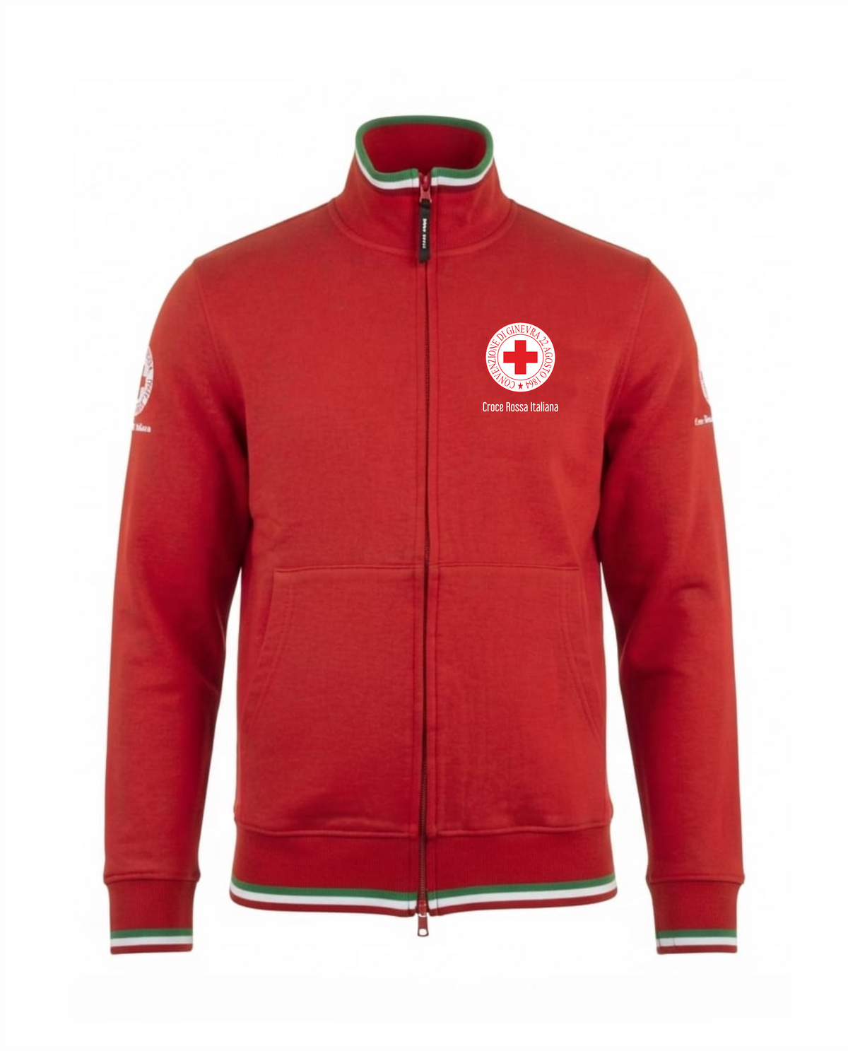 Z23 Felpa con zip tricolore CROCE ROSSA ITALIANA