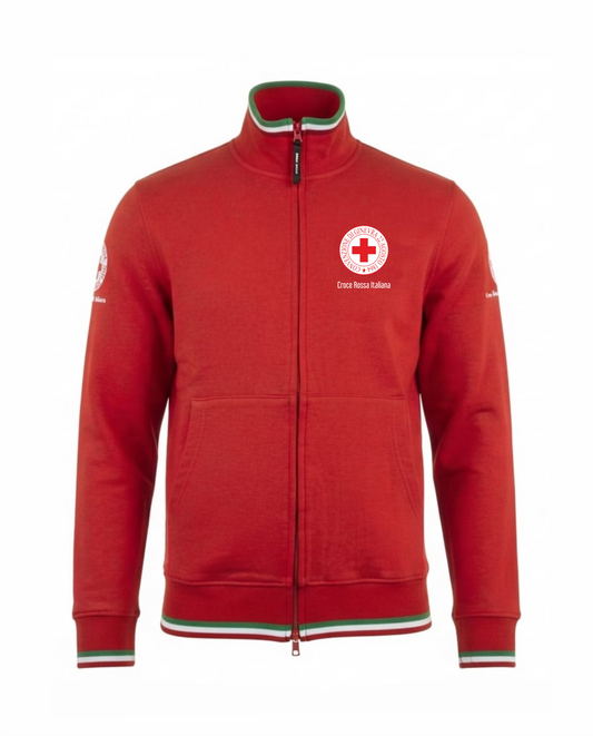Z23 Felpa con zip tricolore CROCE ROSSA ITALIANA