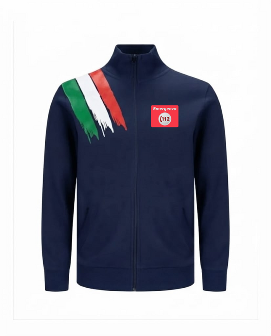 Felpa ITA zip blu scuro 112