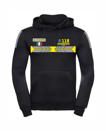 Felpa con cappuccio 118 alta visibilità rifrangente