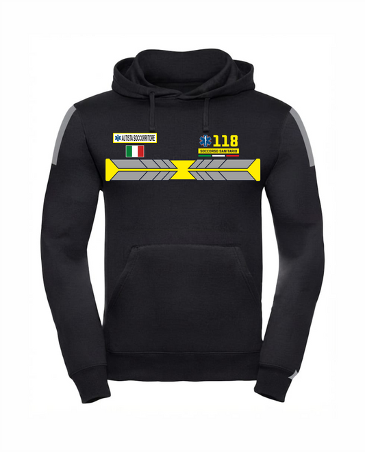 Felpa con cappuccio 118 alta visibilità rifrangente