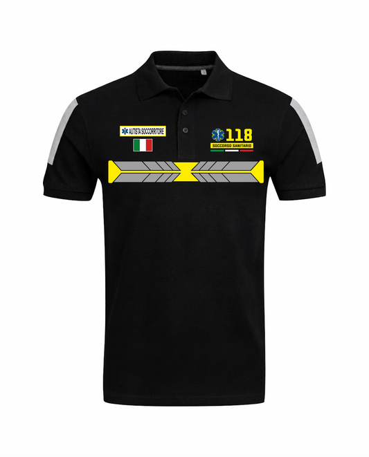 Polo ad Alta visibilità Rifrangente nera del 118