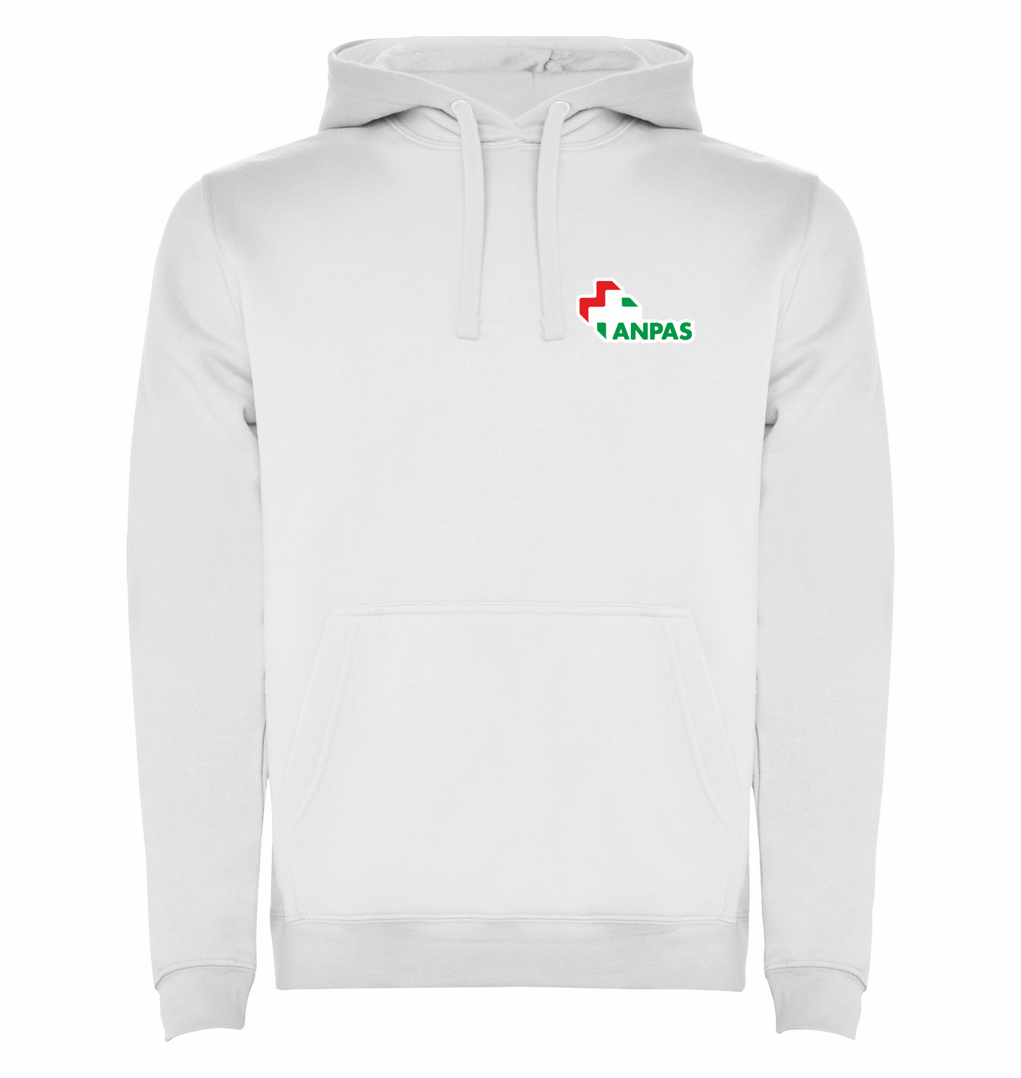 Felpa bianca con cappuccio dell'ANPAS