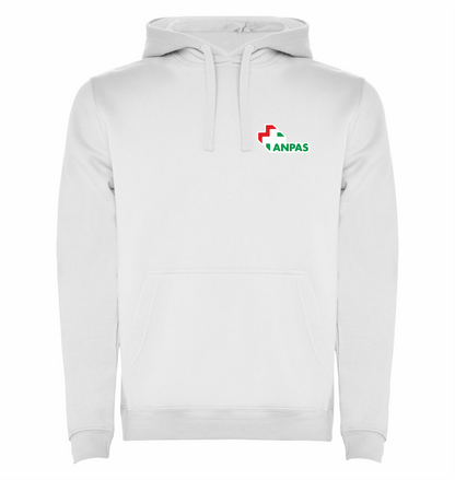 Felpa bianca con cappuccio dell'ANPAS