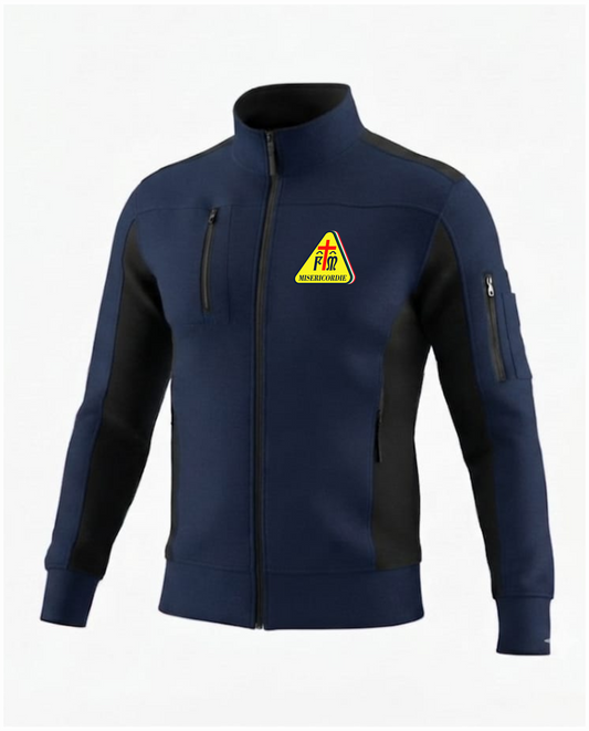 Felpa Cambridge blu scuro zip del Misericordie